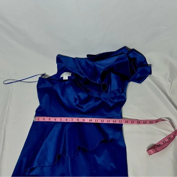 Jessica Simpson NWT Royal Blue Ruffled One-Shoulder Dress Size 8 - Picture 16 of 16